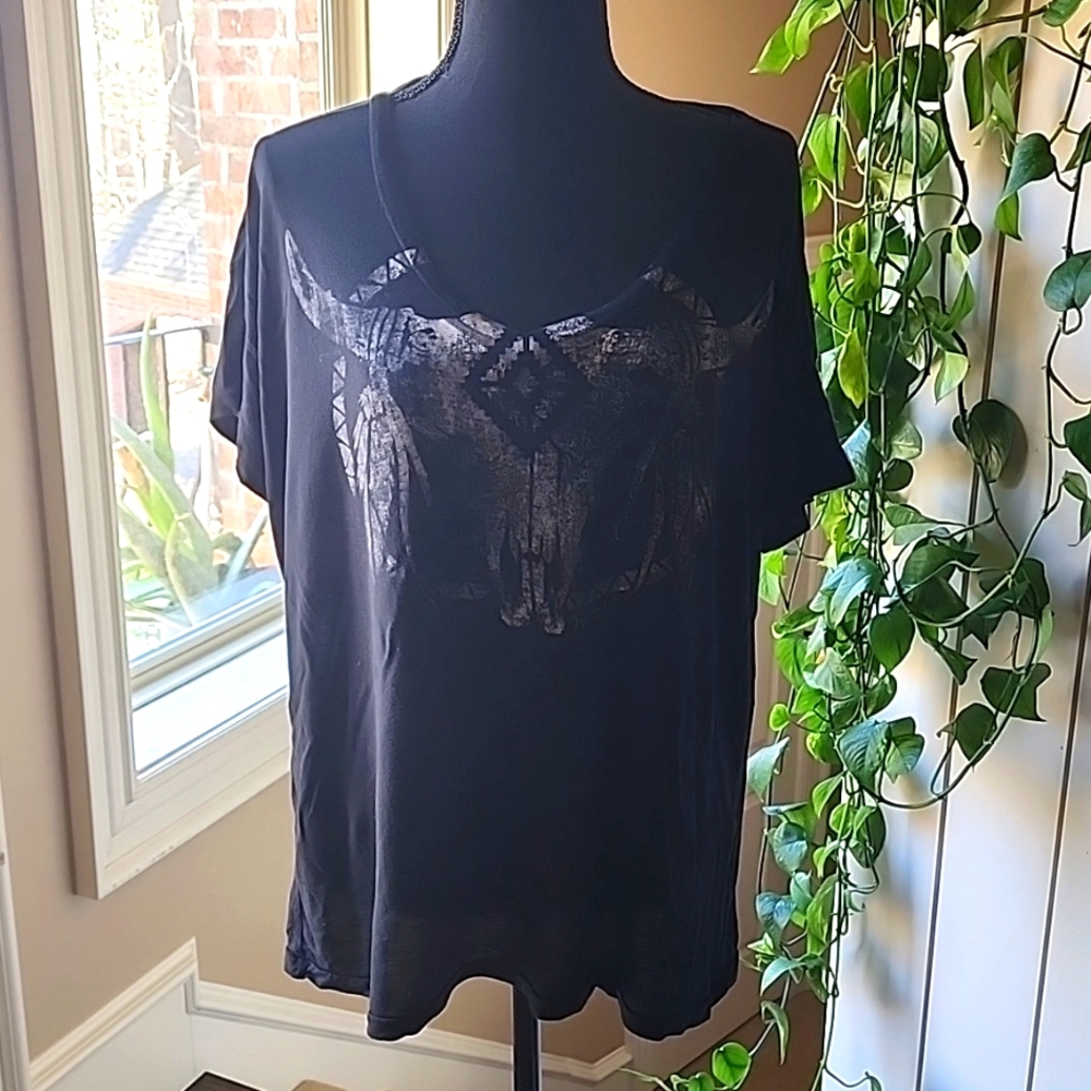 Ralph Lauren Denim and Supply womens black v neck tshirt